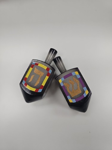 2 Hanukkah Wooden Dreidel Small Size