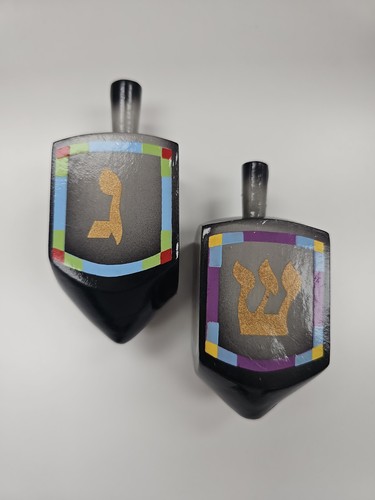 2 Hanukkah Wooden Dreidel Large Size