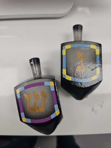 2 Hanukkah Wooden Dreidel Medium Size