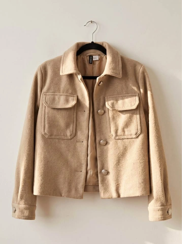 H&M Women's Wool-Blend Coat — Beige — Worn Once — Size Xxs
