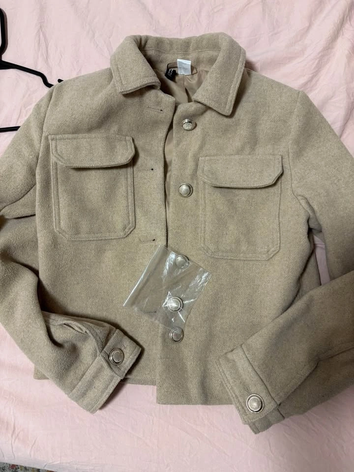 H&M Women's Wool-Blend Coat — Beige — Worn Once — Size Xxs - photo 2