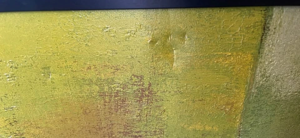 Framed Abstract Green and Yellow Painting(32in x 42in) - photo 2