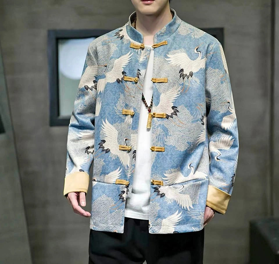 Men's Crane Print Tang Suit Jacket (M-L Size)