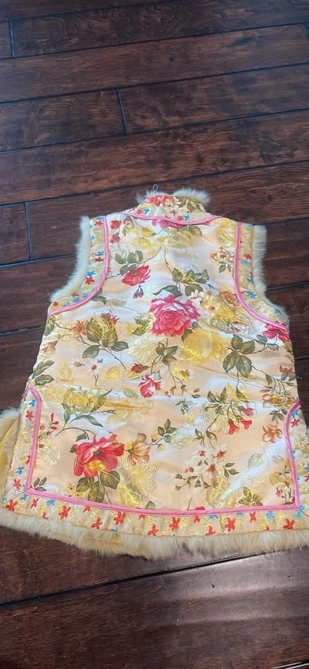 Yufeng Chinese Traditional Floral Fur-Trimmed Vest - photo 2