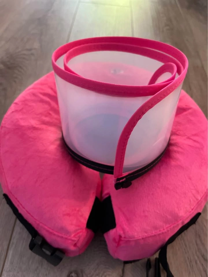 Barkless 2-in-1 Inflatable Dog Cone Alternative - Hot Pink - M - photo 2