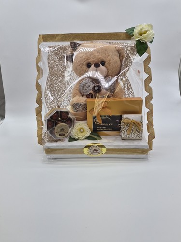 Golden Teddy Bear Chocolates Basket