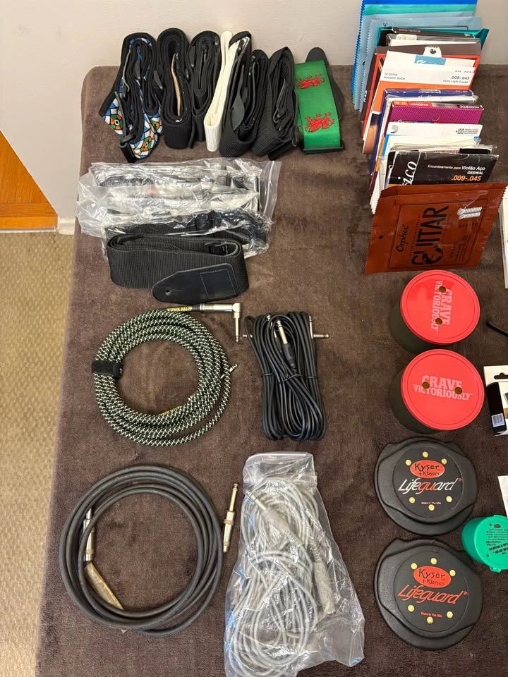 Acoustic electric Guitar capo case strap stand cable and more - photo 2