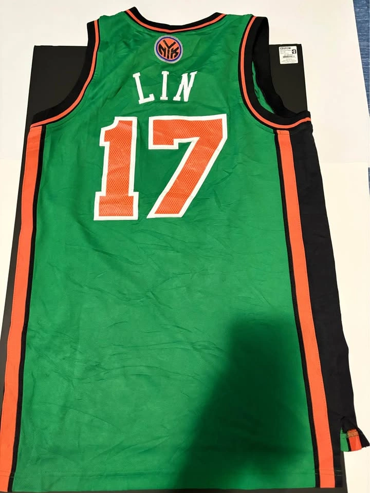 rare Jeremy Lin New York Knicks Official NBA Jersey Adidas green - photo 3