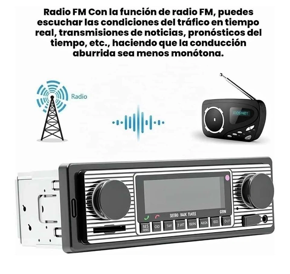 Classic Car Stereo with Bluetooth, Hands-Free, FM, MP3