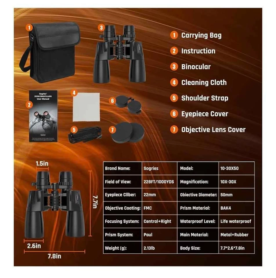 10-30x50 Zoom Binoculars for Adults High Powered - photo 4