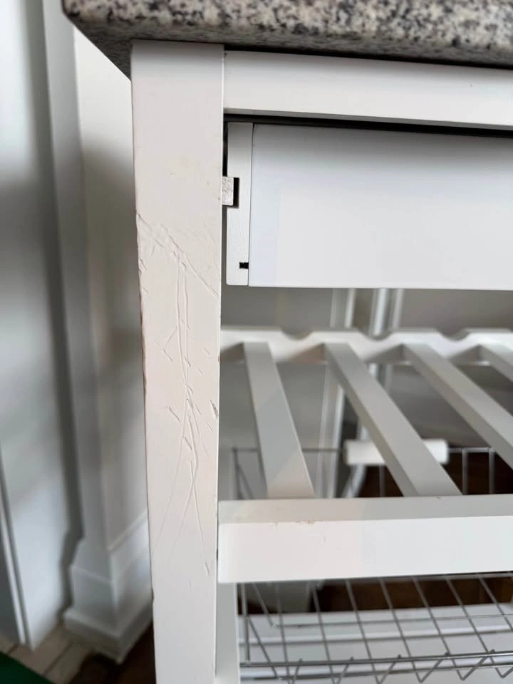 White Kitchen Cart with Granite Top and Wine Rack - photo 5