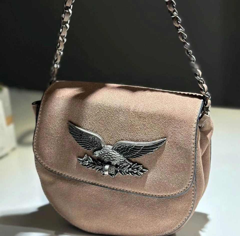 Zara chain crossbody suede bag with bird design - photo 2