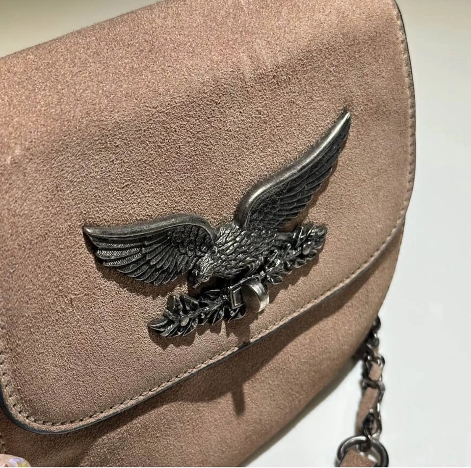 Zara chain crossbody suede bag with bird design - photo 3