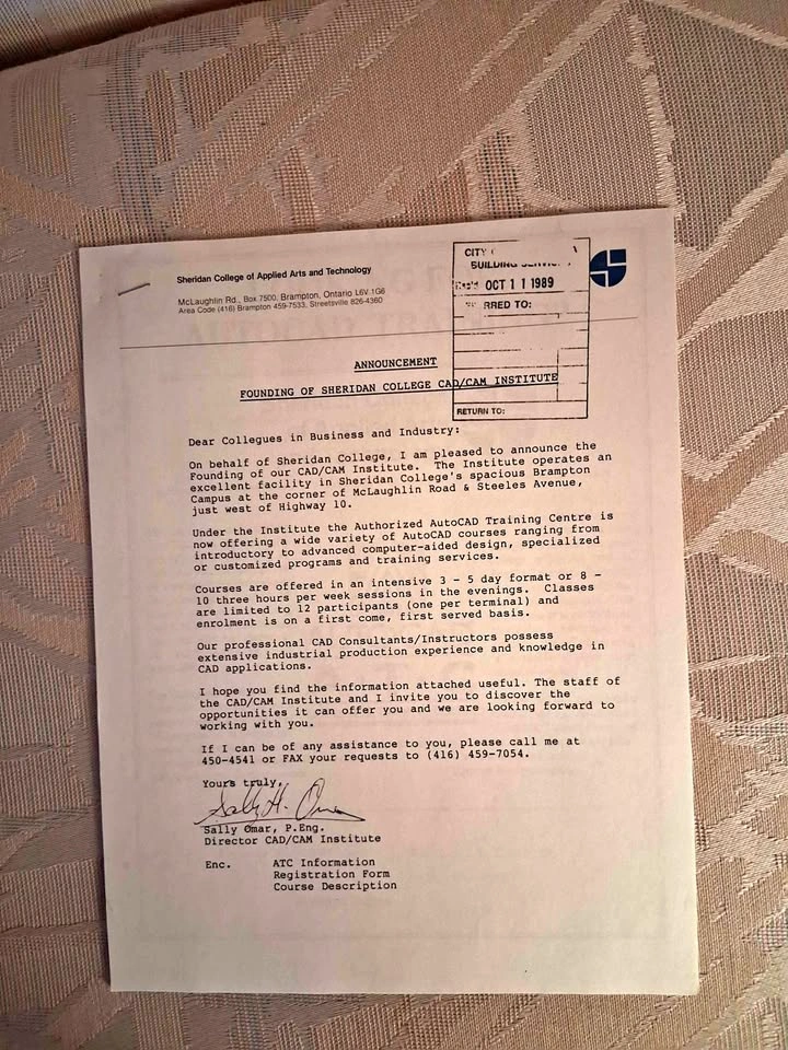 Vintage Sheridan College 1989 CAD/CAM Institute Announcement