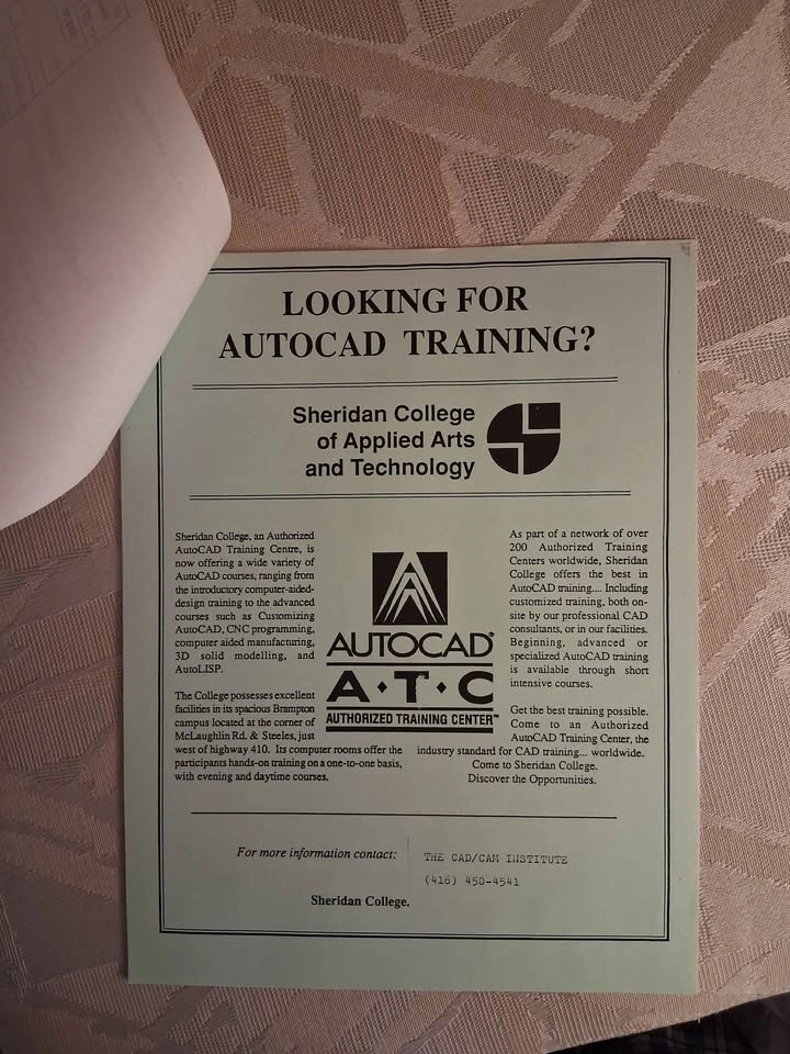 Vintage Sheridan College 1989 CAD/CAM Institute Announcement - photo 2