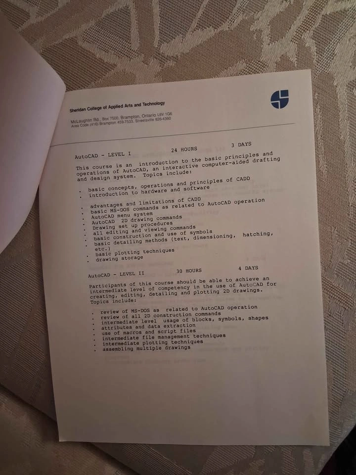 Vintage Sheridan College 1989 CAD/CAM Institute Announcement - photo 3