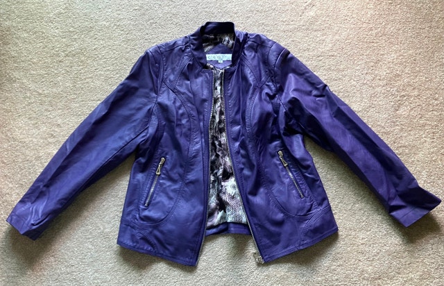 Cleo Petites Purple Pleather Jacket