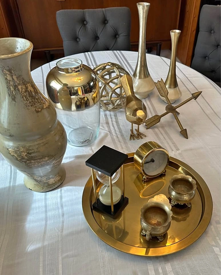 Gold and Brass Decorative Home Decor Set - 12 items included