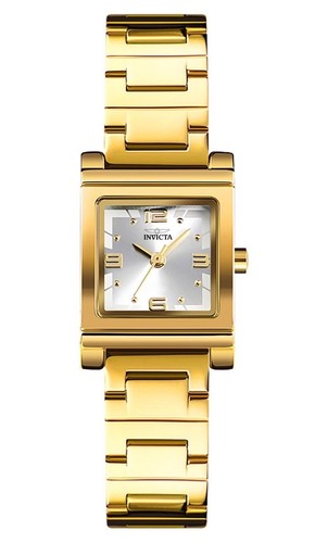 Invicta Women's Quartz Analog Gold-Tone Bracelet Rectangle Silve