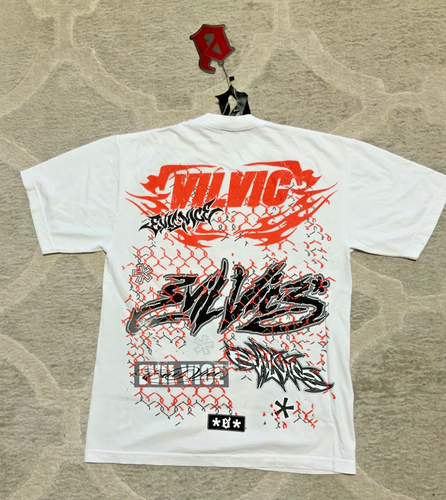 Men’s M White Cotton Knit Double-Sided Graphic Print Crew Neck T - photo 2
