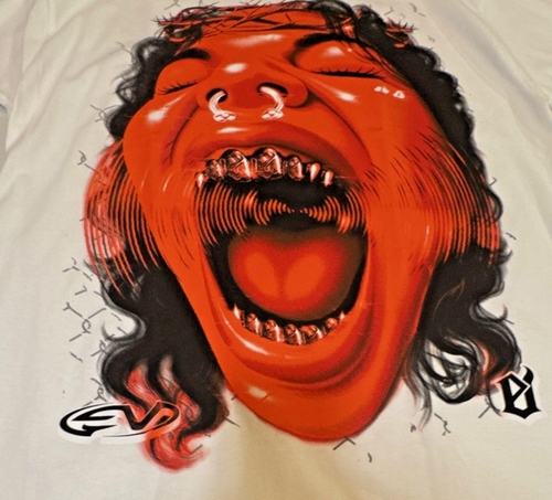 Men’s M White Cotton Knit Double-Sided Graphic Print Crew Neck T - photo 3