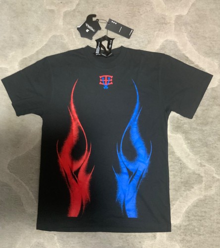 Men’s M Black Cotton Knit Double-Sided Graphic Print Crew Neck T