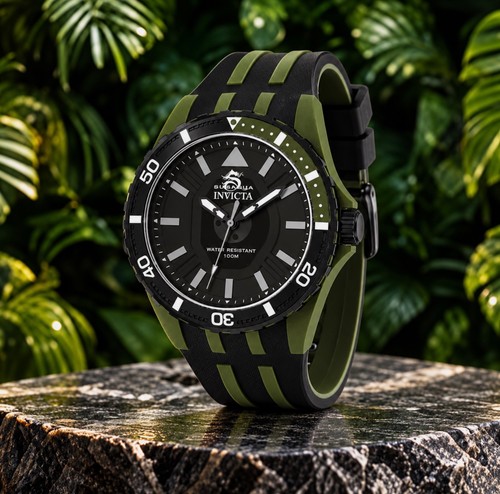 Invicta Subaqua Men's 44mm Black Green Quartz Silicone Watch - photo 2