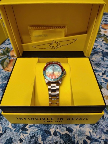 Invicta Pro Diver Lady 34mm Stainless Steel Orange + Light Blue - photo 3
