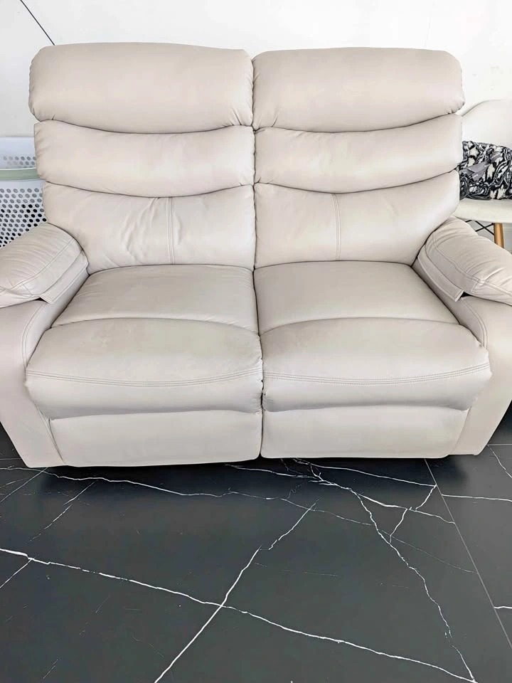 Beige Faux Leather Reclining 2 seater sofa - Loveseat