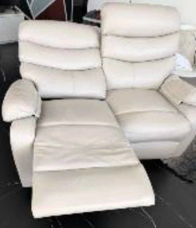 Beige Faux Leather Reclining 2 seater sofa - Loveseat - photo 2