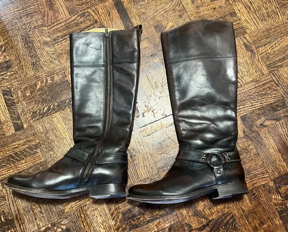 Frye Phillip Harness Tall dark brown Leather Boots size 8 - photo 2
