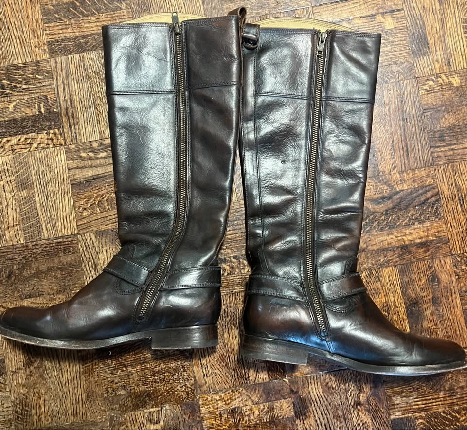 Frye Phillip Harness Tall dark brown Leather Boots size 8 - photo 3
