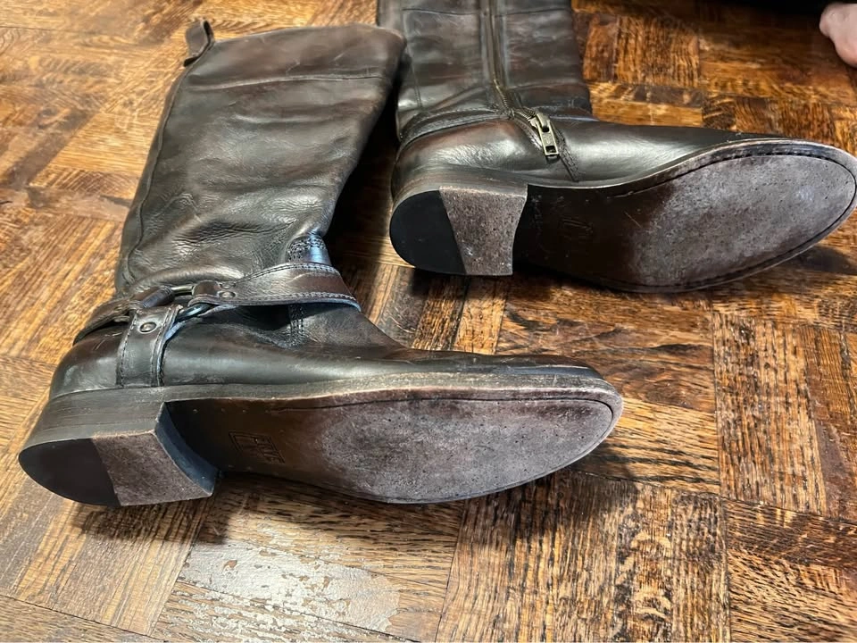 Frye Phillip Harness Tall dark brown Leather Boots size 8 - photo 5