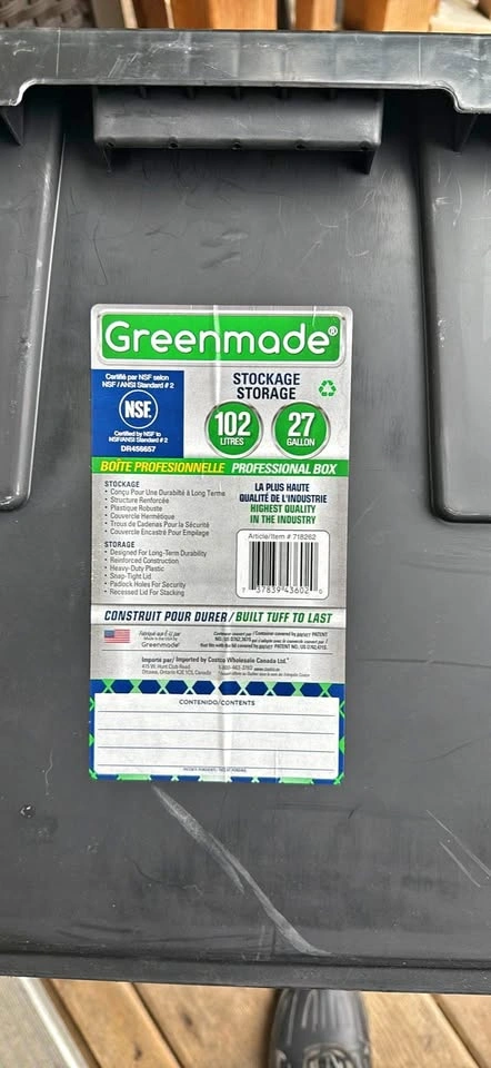 Two Greenmade 27 gallon totes *no lids*
