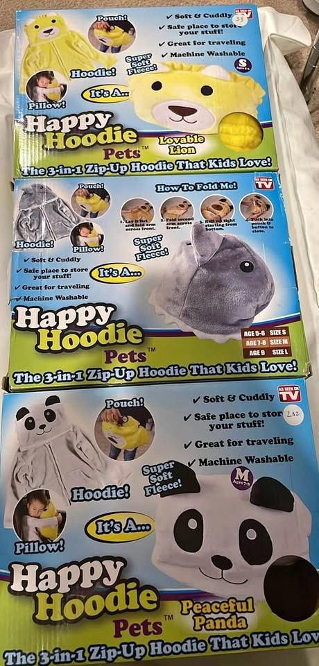 New Happy Hoodie Pets 3-in-1 Kids Animal Hoodie & Pillow