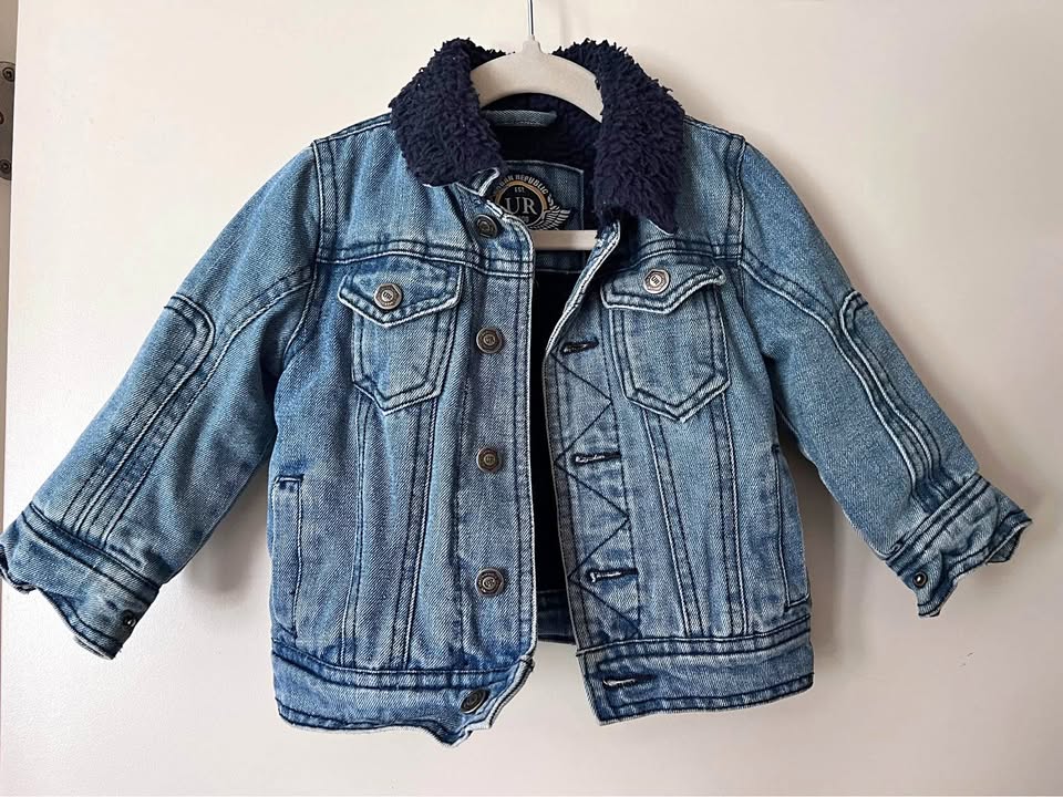 🧡Fleece lined denim jacket size 18 months