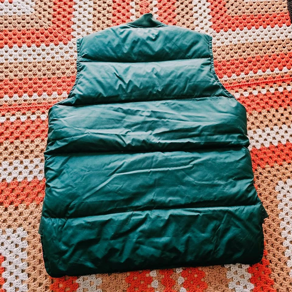 Vintage Down Filled Mens Reversible Puffer Vest Forest Green - photo 5