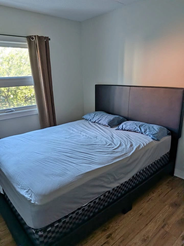 Queen Bed Frame, Box Spring & Mattress – Great Condition!