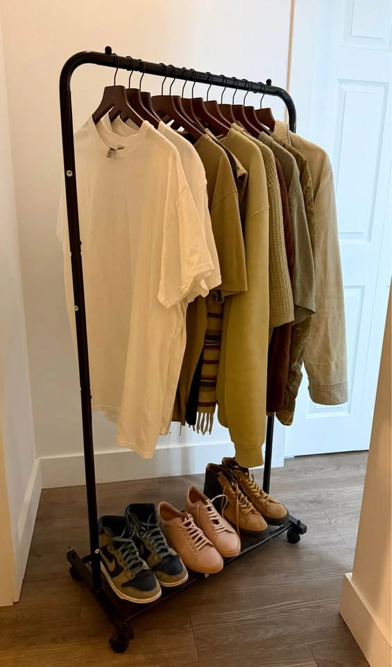 Black Metal Rolling Garment Rack with Shoe Shelf - photo 2