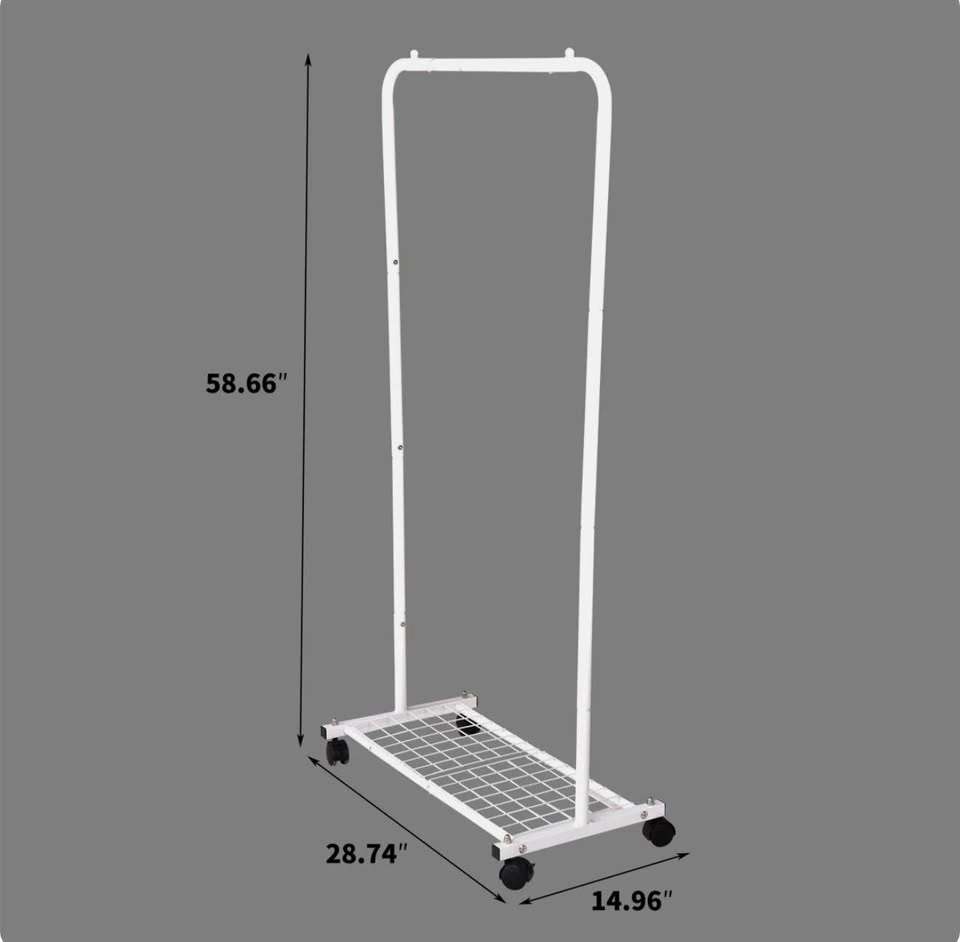 Black Metal Rolling Garment Rack with Shoe Shelf - photo 4