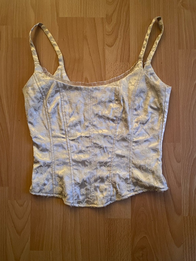 Cream Floral Jacquard Corset Camisole Top