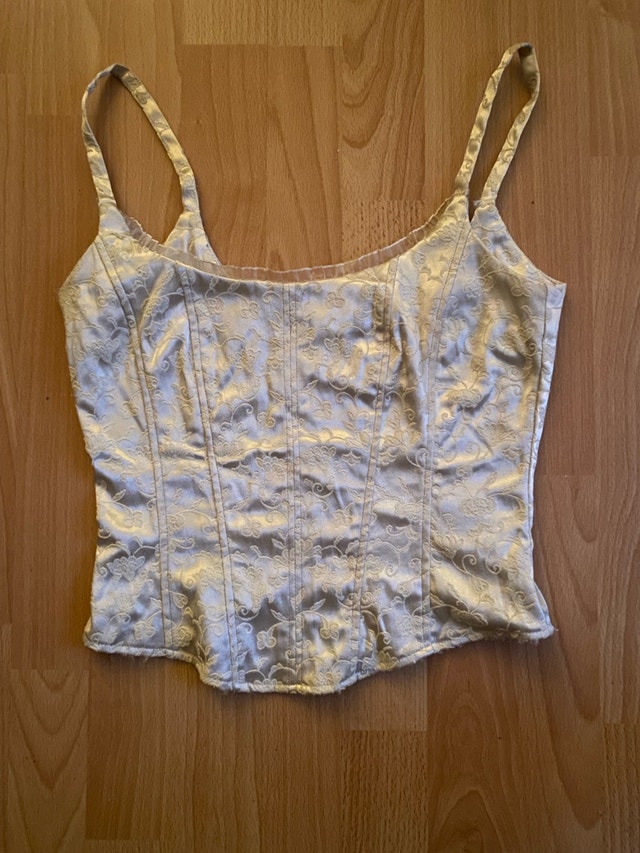 Cream Floral Jacquard Corset Camisole Top - photo 2