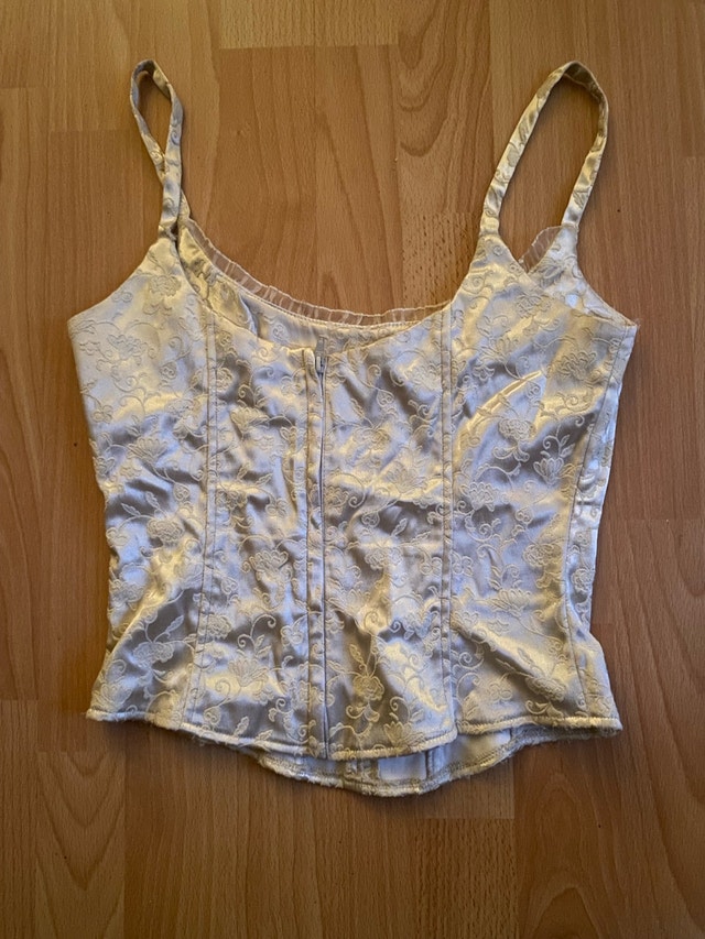 Cream Floral Jacquard Corset Camisole Top - photo 3
