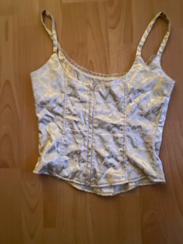 Cream Floral Jacquard Corset Camisole Top - photo 4