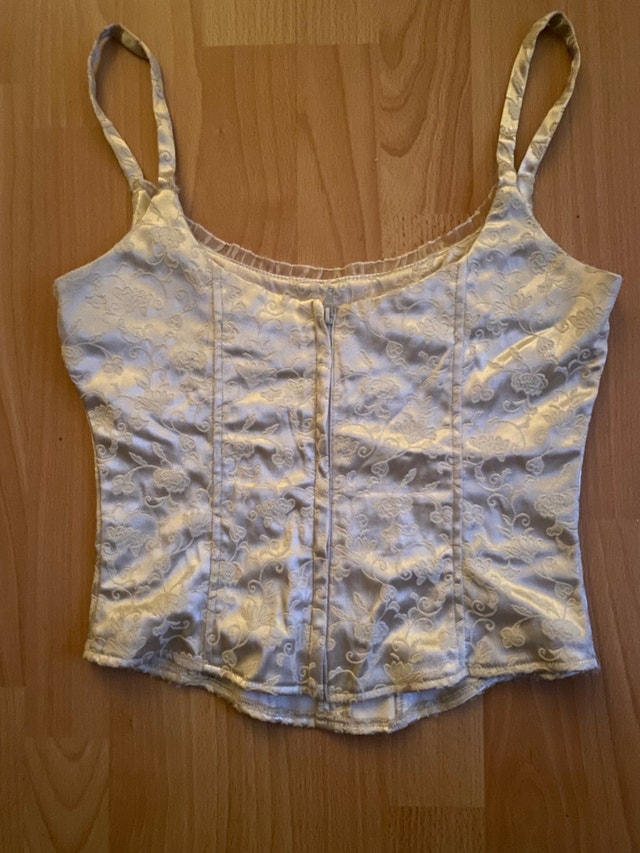 Cream Floral Jacquard Corset Camisole Top - photo 5