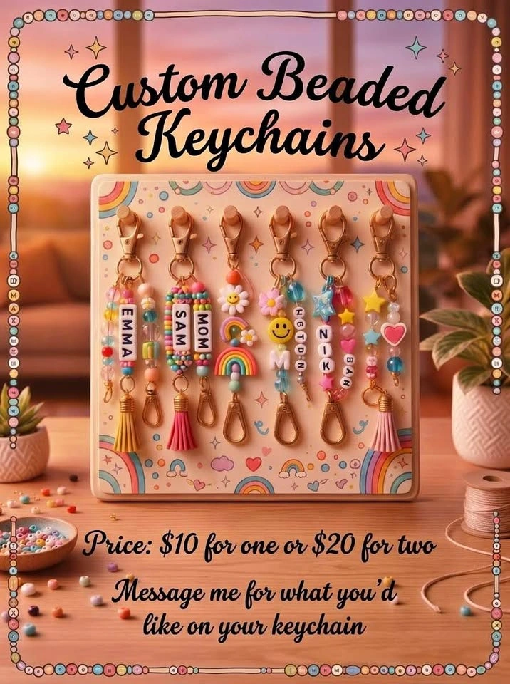 Custom Beaded Keychains (Read Description)