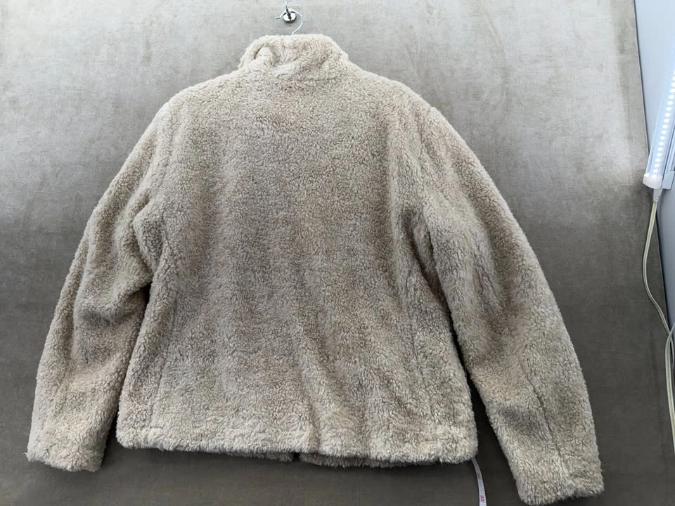 Pendleton Cream Sherpa Zip Jacket with Blue Plaid Trim - Large - photo 3