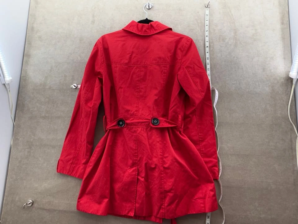 Cleo Vibrant Red Double-Breasted Trench Coat - Women's Size 8 - photo 3