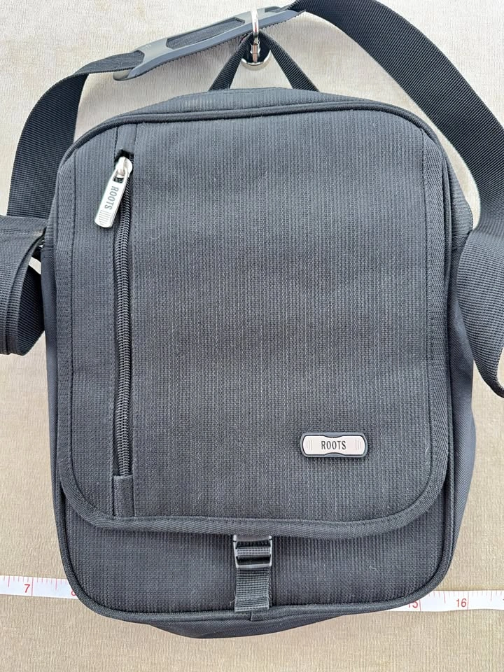 Pristine Roots Black Canvas Travel Bag / Messenger Crossbody