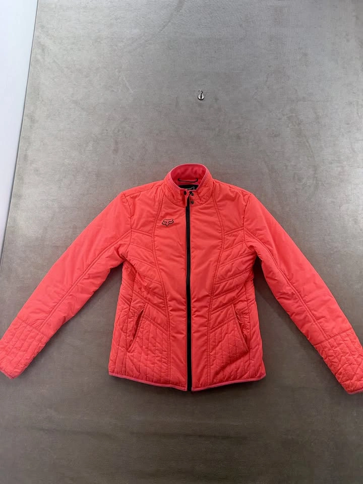 Vintage Fox Racing Quilted Full-Zip Moto Puffer Coat Neon Pink S